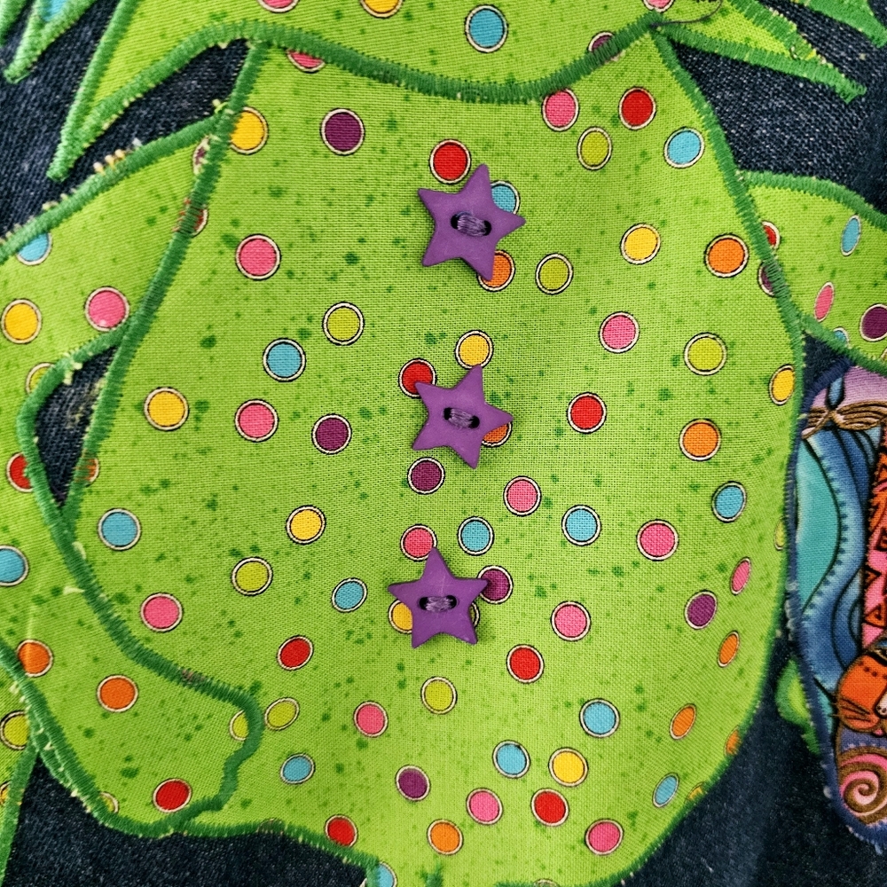 Vintage Haiks crazy cats denim blouse size L embroidered embellished - Picture 12 of 16